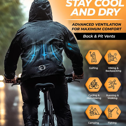 Waterproof Rain Suit – Durable Breathable Lightweight Rainwear for Men & Women Perfect for Motorcycle Golf Fishing