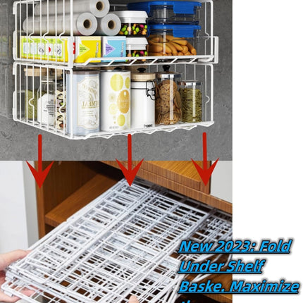 Under Shelf Basket Storage 2Pack - 12.6In Metal under Cabinet Shelf, Hanging Wire Basket Shelves, Undershelf Storage Basket for Kitchen Pantry Bookshelf