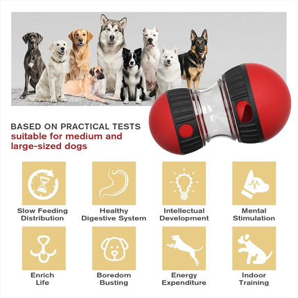 Dog Food Dispensing Puzzle Toy Adjustable Treat Dispenser Slow Feeder Pet Interactive Chase Toy Dog Enrichment Ball for Medium Large Dogs to Keep Them Busy, Extra Large