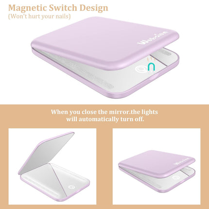 1X/3X Travel Mirror with Light, Compact Magnifying Mirror
