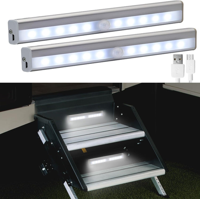 2Pcs USB Rechargeable RV Step Lights, Magnetic RV Motion Sensor Night Light