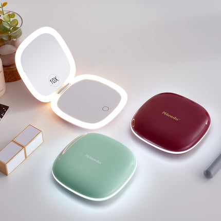 Compact Mirror with Light-4 Inches Compact 1X/10X Magnifying Mirror