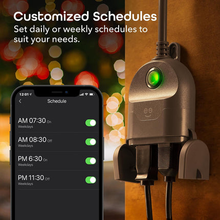 Outdoor Duo Wi-Fi Smart Plug, Weatherproof Dual Socket, Wireless Remote Control, Works with Alexa & Google Home, 2 Outlets