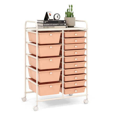 15-Drawer Utility Rolling Cart with Drawers Multi-Use Storage