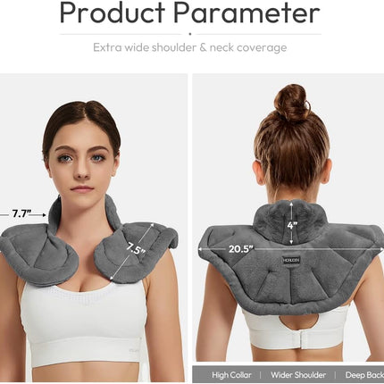 Microwavable Heated Neck Wrap Warmer and Shoulder Weighted Heating Pad Microwave for Hot and Cold Compress - Dark Gray