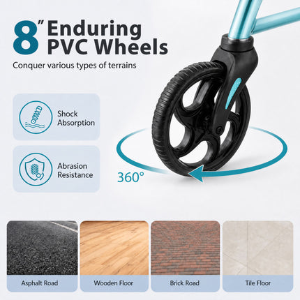 2 in 1 Rollator Walker Aluminum Walking Aid Assistant with Storage Space