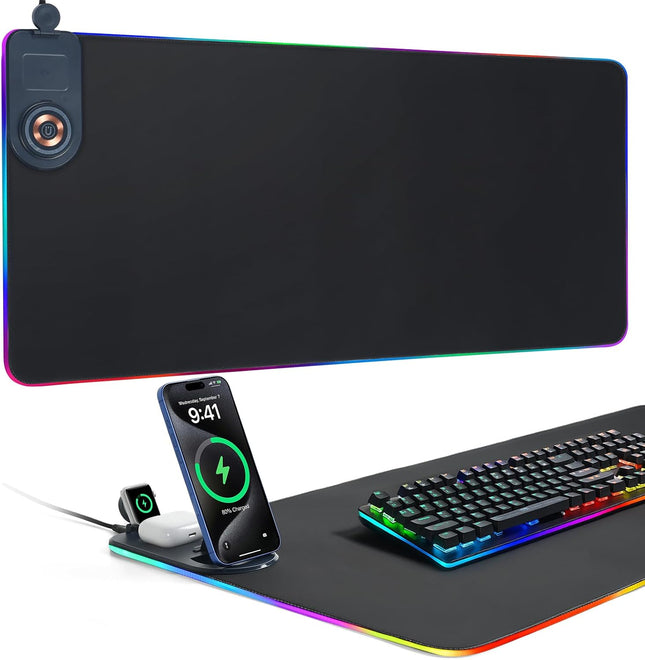 4-In-1 RGB Gaming Mouse Pad with Wireless Charging & Phone Holder