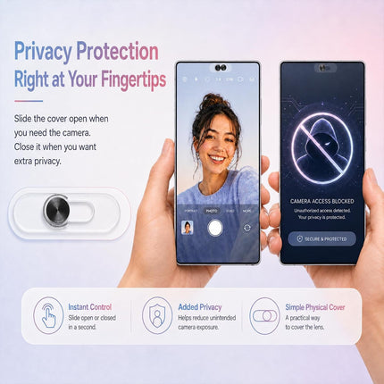 Front Camera Cover | Smartphones Webcam Cover Protect Privacy, Camera Privacy Covers Compatible for Galaxy, Pixel & Ipad, Ultra-Thin Privacy Protection Slide | 2 Pack | Black