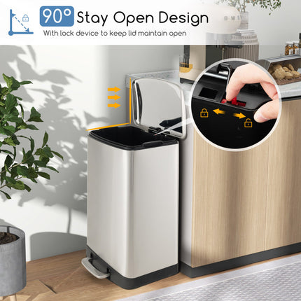 13.2 Gal Stainless Steel Trash Can with Lock Device
