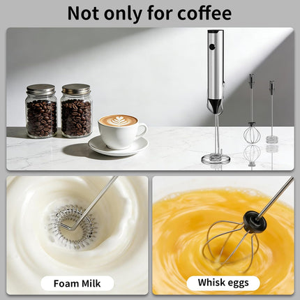 Rechargeable Hand Frother with Stand, Handheld Milk Frother for Coffee