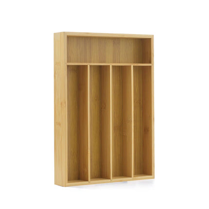 Bamboo 5 Slot Flatware Drawer Organizer for Kitchen Utensils