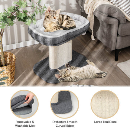 Modern Cat Tree Tower with Large Plush Perch and Sisal Scratching Plate