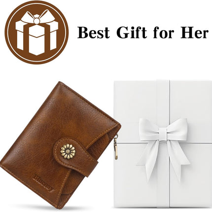 Small Bifold Wallet Women with Removable ID Window
