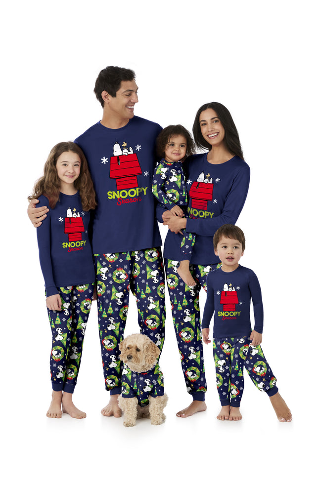 Snoopy Unisex Kids Matching Family Pajamas Top and Pants Set, 2-Piece, Sizes 6-12