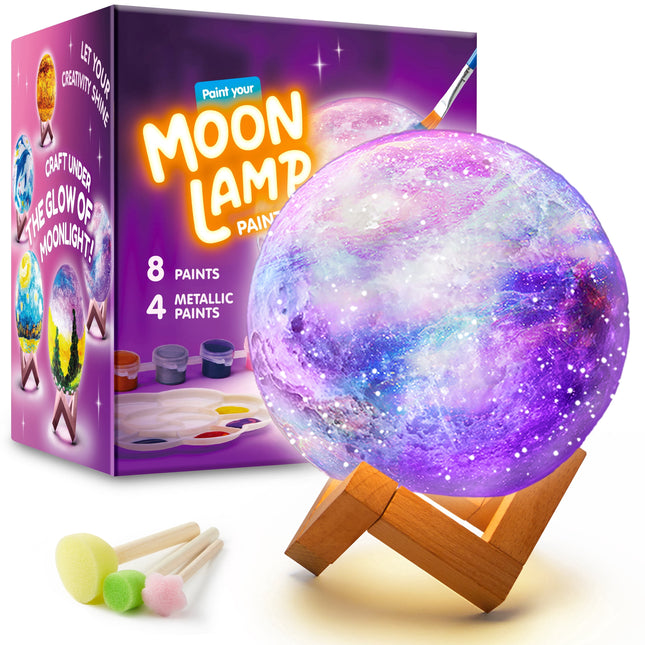 DIY 3D Moon Lamp Painting Kit, Paint Your Own Moon Light Arts and Crafts Kit for Kids 6 8 10 12,Valentine Easter Birthday Gifts for Boys Girls