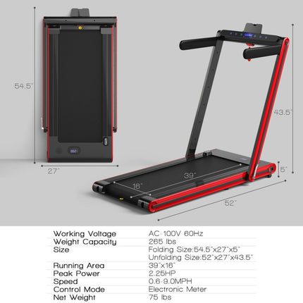 2-In-1 Folding Walking Pad Treadmill with Dual LED Display