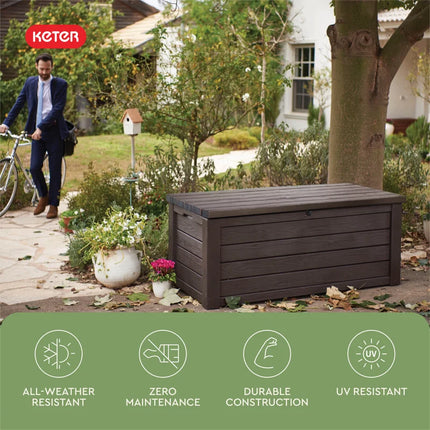 Eastwood 150 Gallon Durable Resin Outdoor Storage and Organization Deck Box for Patio Furniture and Supplies, Brown