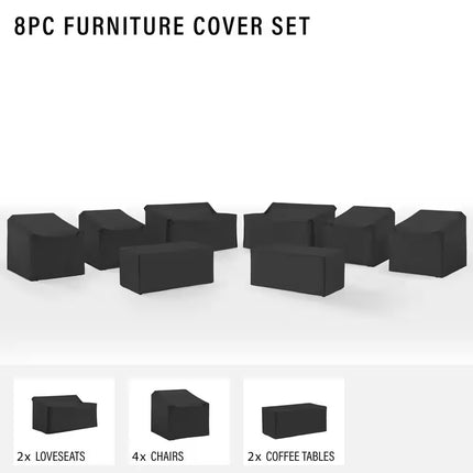 8-Piece Black Outdoor Furniture Cover Set