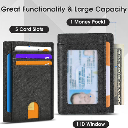 Slim Minimalist Wallet for Men,Front Pocket Wallet RFID Blocking Small Thin Credit Card Holder,Id Card Case Gift for Men Cross Black