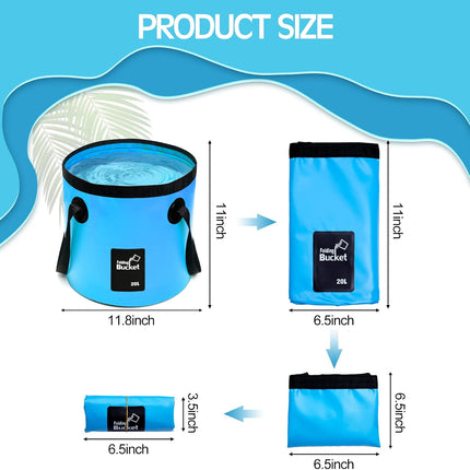 3 Pcs 5 Gallon Collapsible Bucket with Handle,Blue