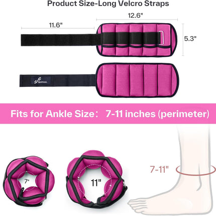 Adjustable Ankle Weights, 2-7 Lb per Pair, Removable Weights