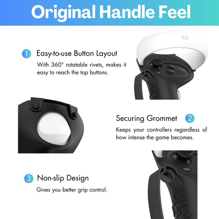 Controller Grip for Oculus Quest 2 Accessories Grips Cover for VR Touch Controllers Covers Protector with Non-Slip Thumb Grips 1Pair Black