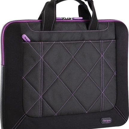 16-Inch Pulse Laptop Sleeve Slipcase - for 16" Laptops, Modern Design, Plush Interior, Womans Computer Bag, Black/Purple (TSS57401US)