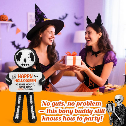 Halloween Handmade Crochet Skeleton Gifts, Funny Crochet Spooky Collectible Decor, Cute Scary Trick or Treat Exchange Gifts for Teens Friend, Unique October Celebration Gag Gift Idea