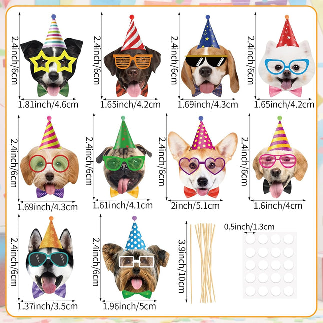 40 Pcs Pet Dog Cupcake Toppers Dogs Face Birthday Hat Cupcake Picks Dog Cake Decorations for Puppy Theme Kids Birthday Baby Shower Party Decorations Supplies