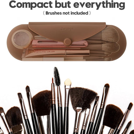 Silicone Makeup Brush Holder，Travel Makeup Bag-Soft Portable Cosmetic Face Brushes Holder，Large Travel Makeup Brush Case with Anti-Fall Out Magnetic Closure