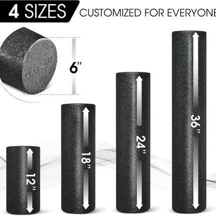 Yes4All Foam Roller, EPP High-Density Material, High Firmness Level, Back Roller for Athlete & Professional, Suitable for Full Body Massage, Yoga & Pilates, Black, 36 Inch