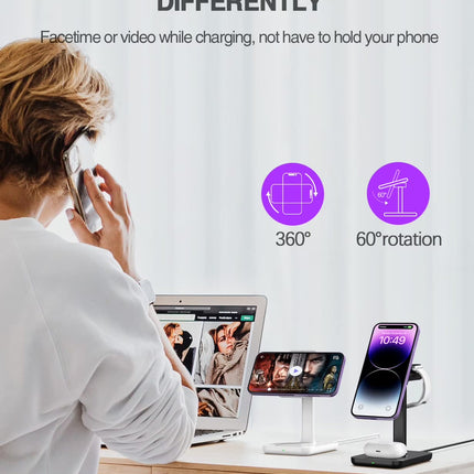 20W Magnetic Wireless Charger for Iphone - 3 in 1 Charging Station Compatible with Iphone 17/16/15/14/13/12 Pro Max, for Iwatch & Air Pods 4 3 Pro, Black