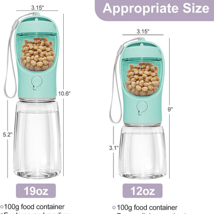 Portable Dog Water Bottle with Food Container, Drinking Bottle for Travel