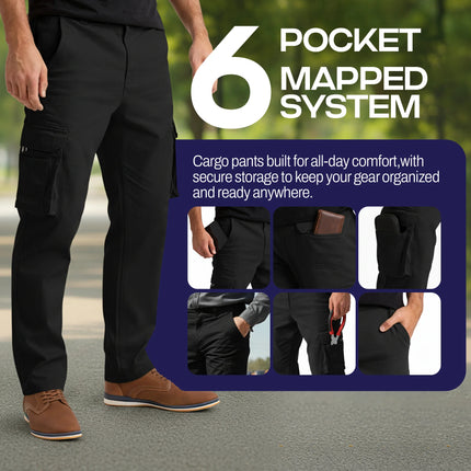 Alamo Casual Cargo Pants for Men - Stretchable, Regular Fit Cargo Work Pants for Men - 6 Pocket Outdoor Mens Work Pants