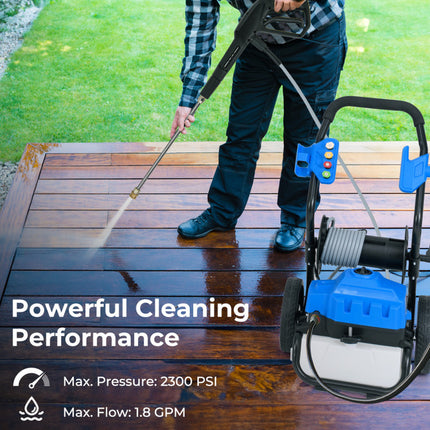 2300 PSI 1.8 GPM Electric Pressure Washer with Wheels and 5 Quick Connect Nozzles