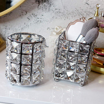 Makeup Brush Holder Organizer Cosmetic Brushes Storage Eyeliners Eyebrow Pencil Container Cup (Silver)