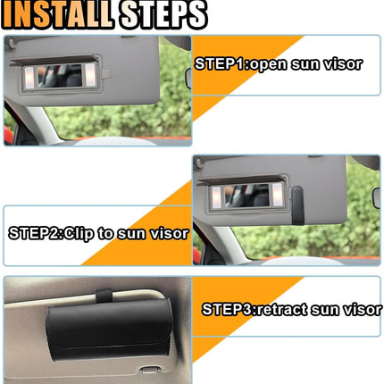 Magnetic Leather Sunglasses Case for Car Visor Clip - Sunglasses Holder Clip for Car Sun Visor - Eyeglass Hanger Mounter Storage Box Auto Glasses Clip Holder Organizer Protective Box (Black)
