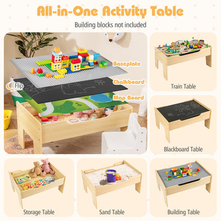 78 Pieces Wooden Train Set Activity Railway Playset for Kids Aged 18M+