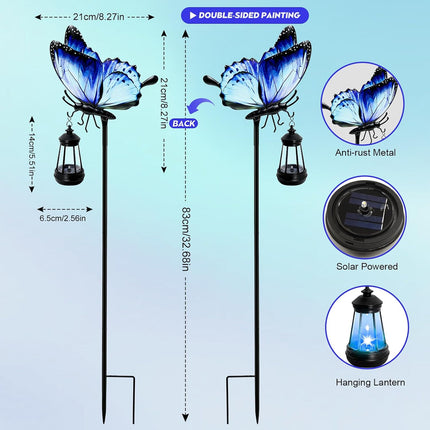 Solar Lights Outdoor 32.7In Metal Butterfly Garden Stakes with Solar Lights