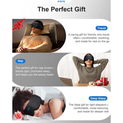 Tech Sleep Mask with Bluetooth 5.2 –  3D Blackout, Detachable, Zero Pressure for Travel