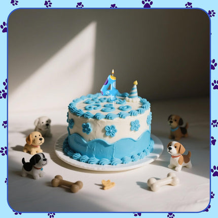 Blue Dog Paw Birthday Candles Cake Topper Numeral Birthday Candles for Boy Girl Dog Paw Decoration(Number 4)