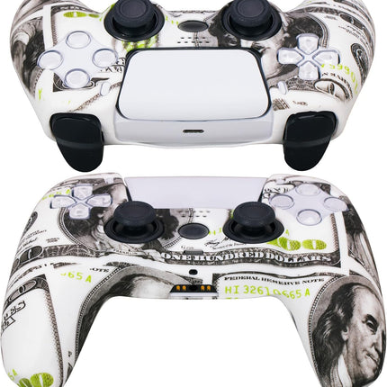 Water Transfer Printing Silicone Thickened Cover Skin Case for PS5 Controller X 1(US Dollars) with Thumb Grips X 10