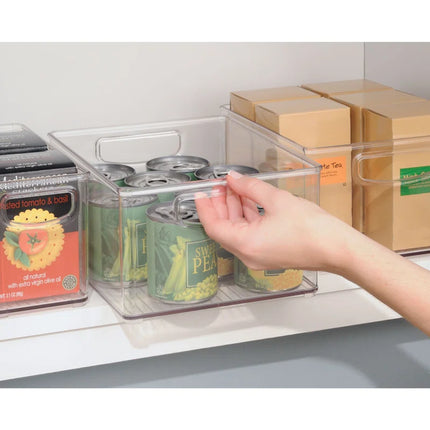 Plastic Extra-Large Freezer and Fridge Organization Bin with Easy to Grip Integrated Handles, the Linus Collection - 10" X 8" X 5", Clear
