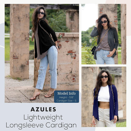 Long Sleeve Womens Cardigan, Thin Lightweight Rayon Sweater Light Cardigans for Women - 3 Pack