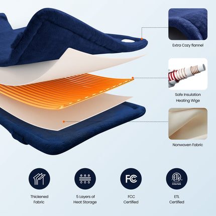 Extra Large Heating Pad for Shoulders Neck and Back, 9 Temperature Settings, Fsa Hsa Eligible, 19"X 24"，Birthday Mothers Day Gifts for Women Men, Blue