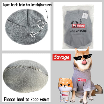 Pup Dog Hoodie & Sweater - Stylish Streetwear Cat & Puppy Cotton Sweatshirts in Gray - S, M, L