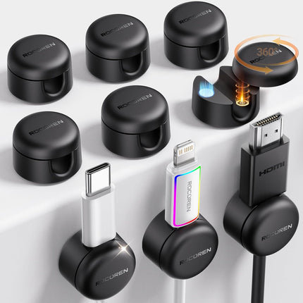9‑Pack Upgraded Magnetic 360° Rotatable Adhesive Cable Clips