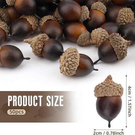 50 Pcs Artificial Small Acorn Set Decoration Fake Acorns for Craft