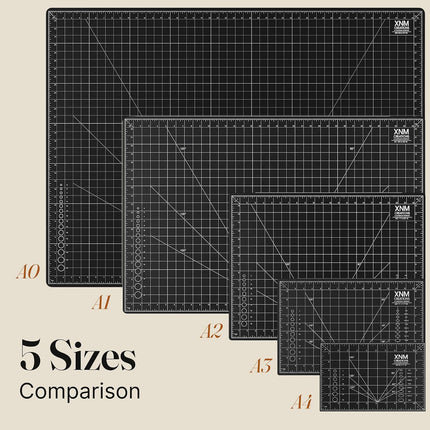 XNM Premium Self Healing Cutting Mat - 24 Inches by 36 Inches - A1, 3 Layer Quality PVC Construction - Dual Sided, Imperial and Metric Grid Lines - Perfect for Cutting, Sewing, and Crafts