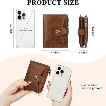 Small Bifold Wallet Women with Removable ID Window